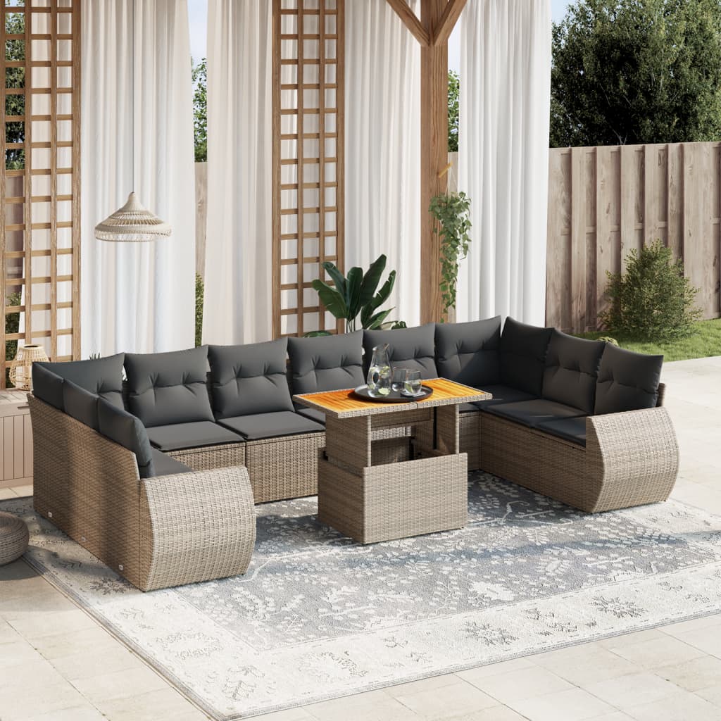 1 Tuinset Met Kussens Poly Rattan