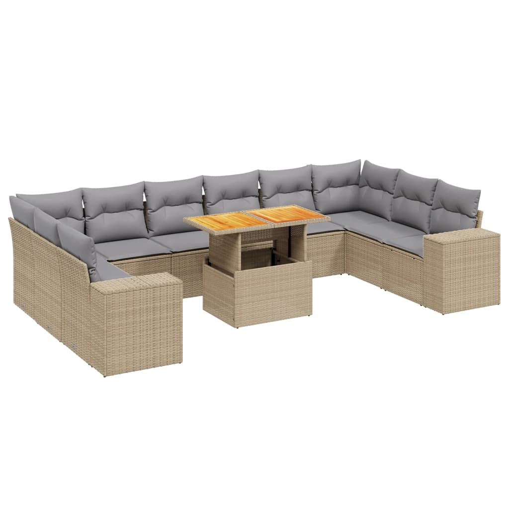 1 Tuinset Met Kussens Poly Rattan