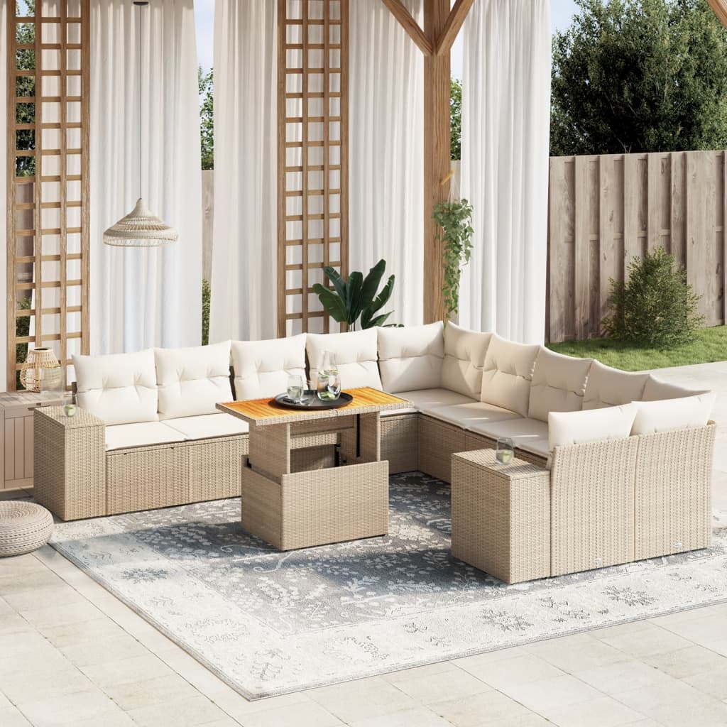 1 Tuinset Met Kussens Poly Rattan