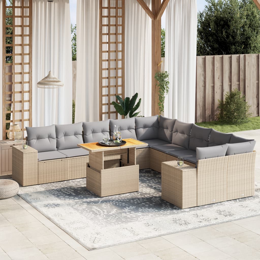 1 Tuinset Met Kussens Poly Rattan