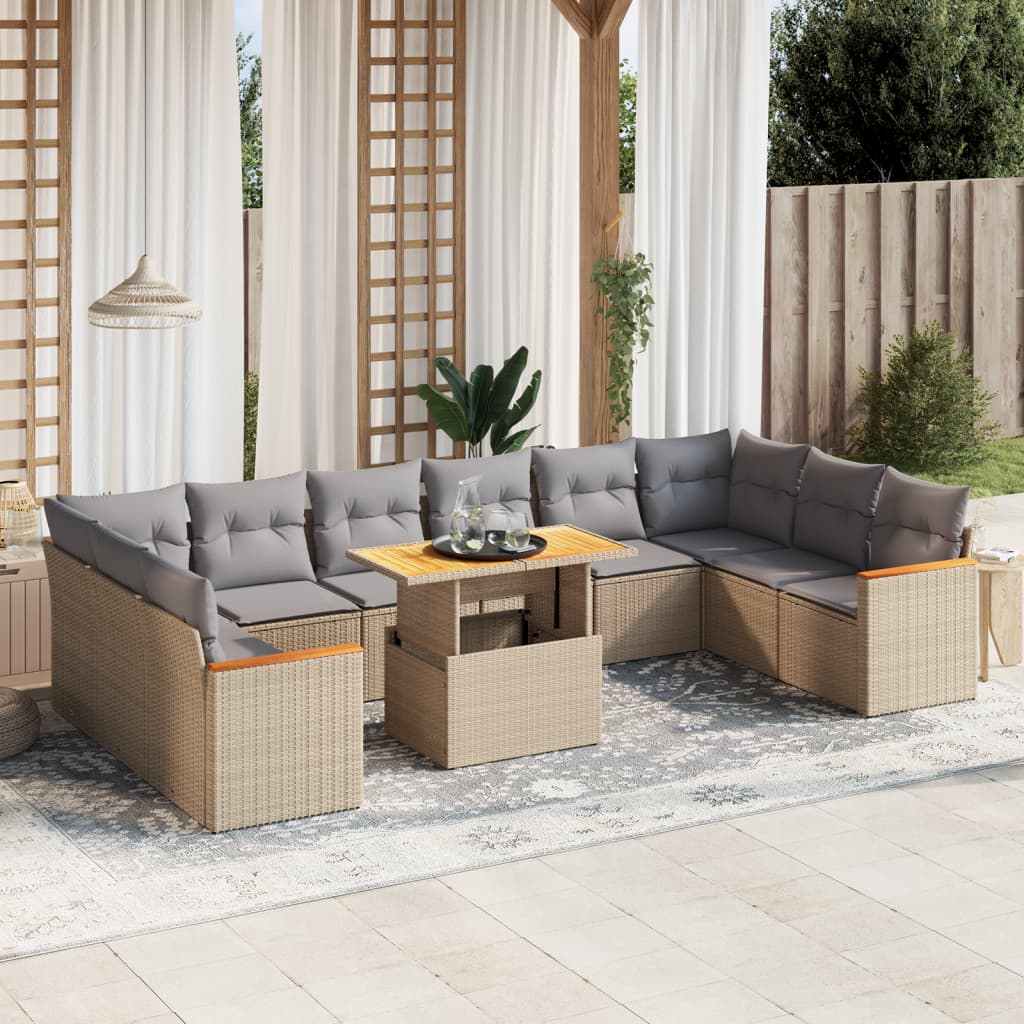 1 Tuinset Met Kussens Poly Rattan