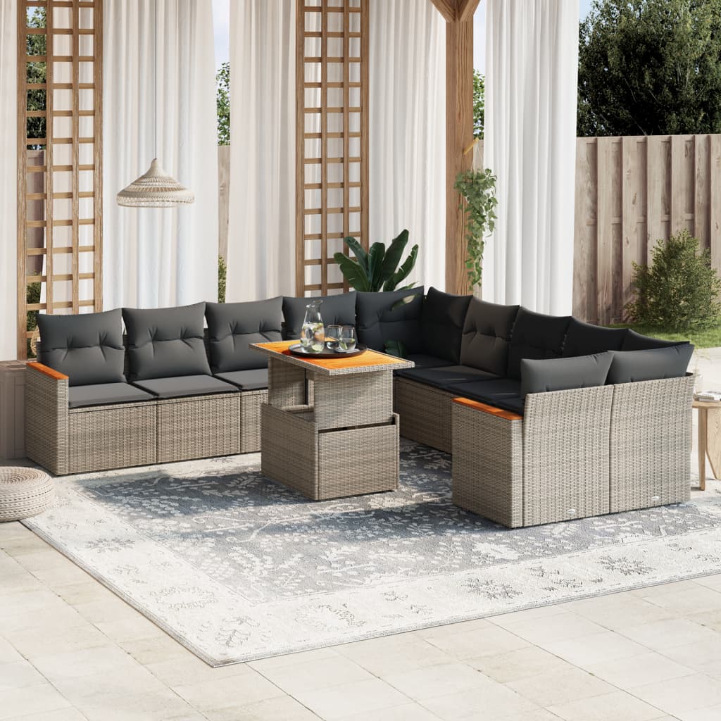 1 Tuinset Met Kussens Poly Rattan