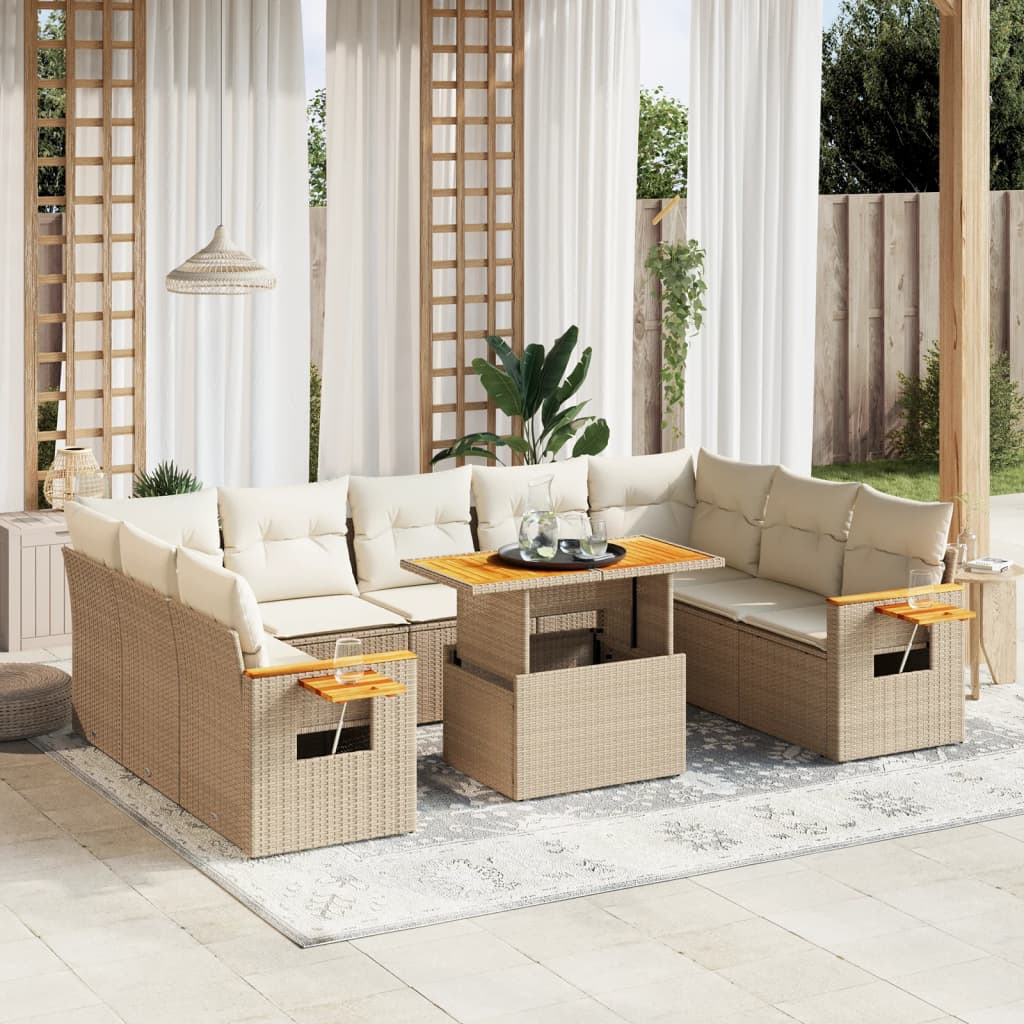 1 Tuinset Met Kussens Poly Rattan