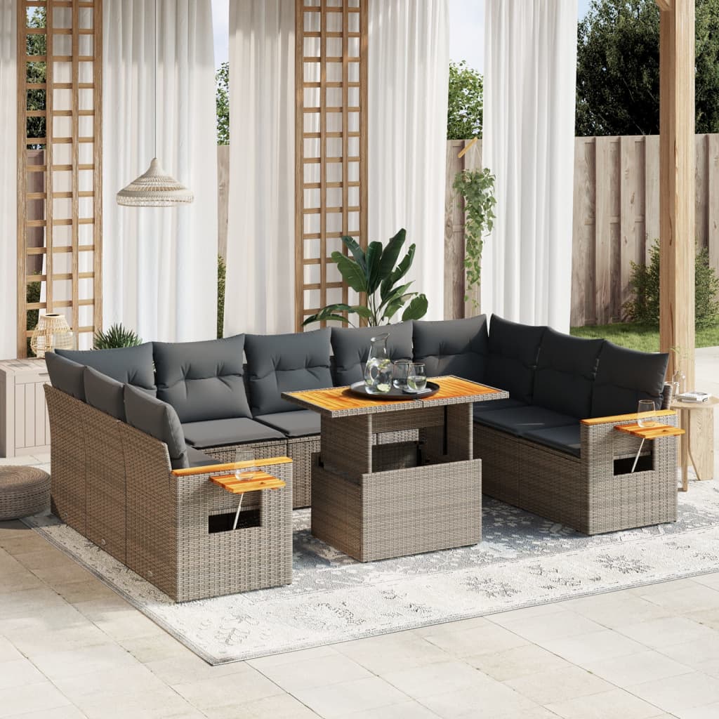 1 Tuinset Met Kussens Poly Rattan