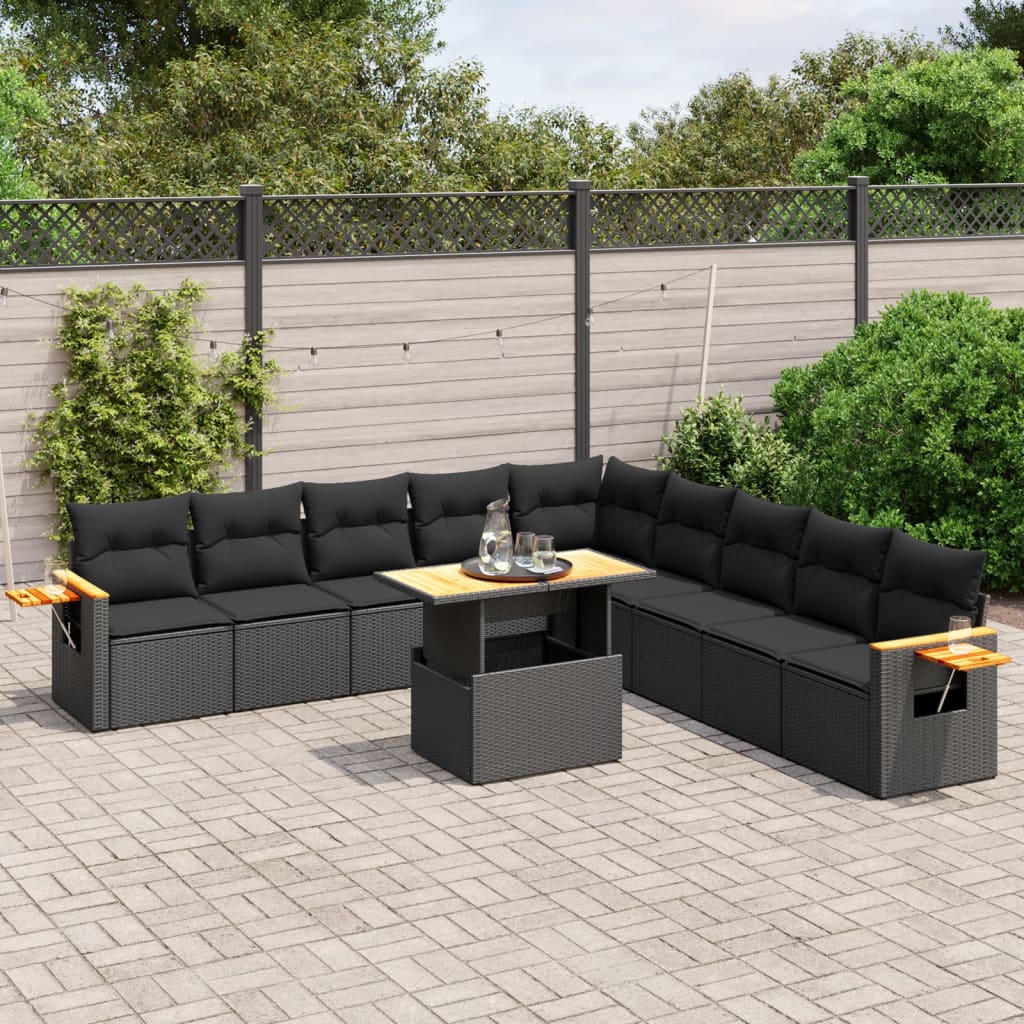 1 Tuinset Met Kussens Poly Rattan