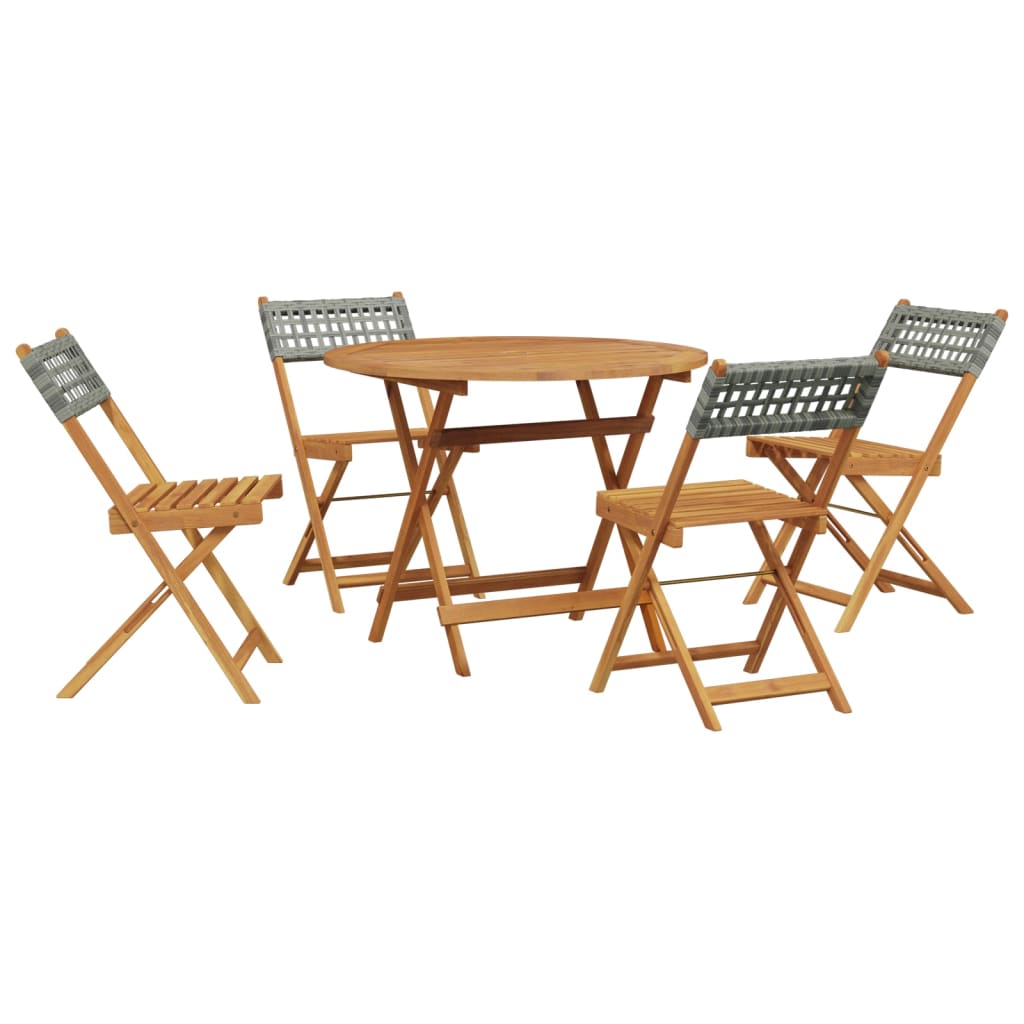 5-Delige Tuinset Poly Rattan En Massief Hout