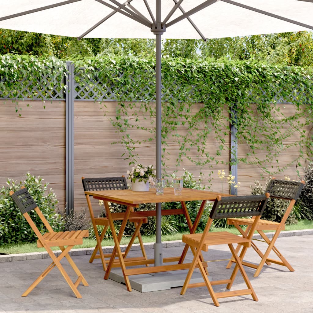 5-Delige Tuinset Poly Rattan En Massief Hout