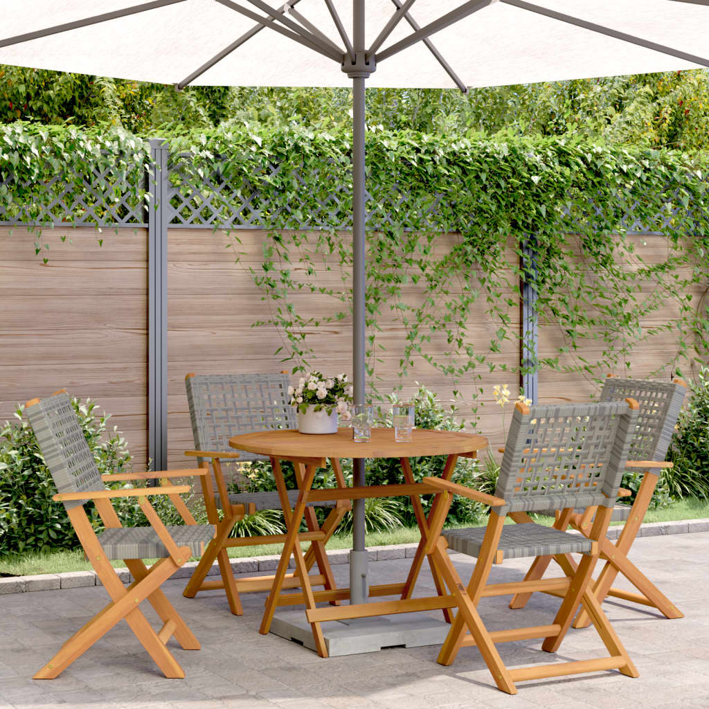 5-Delige Tuinset Poly Rattan En Massief Hout