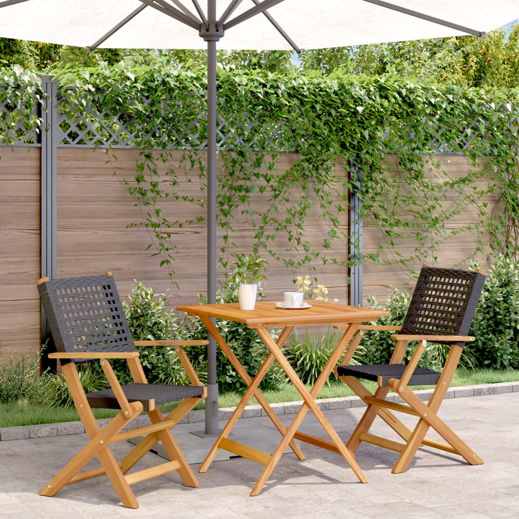 5-Delige Tuinset Poly Rattan En Massief Hout