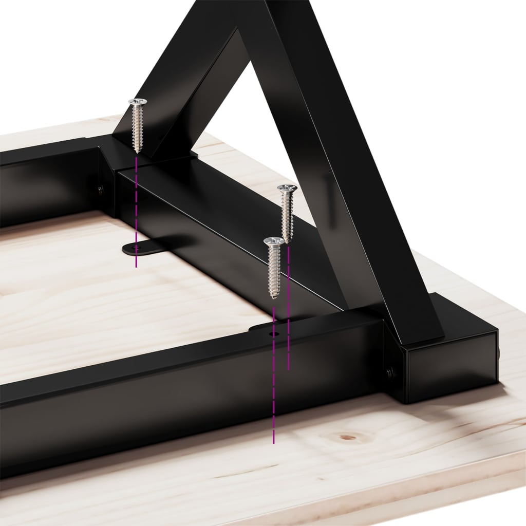 Eettafel 60X60X75,5 Cm Massief Grenenhout En Staal