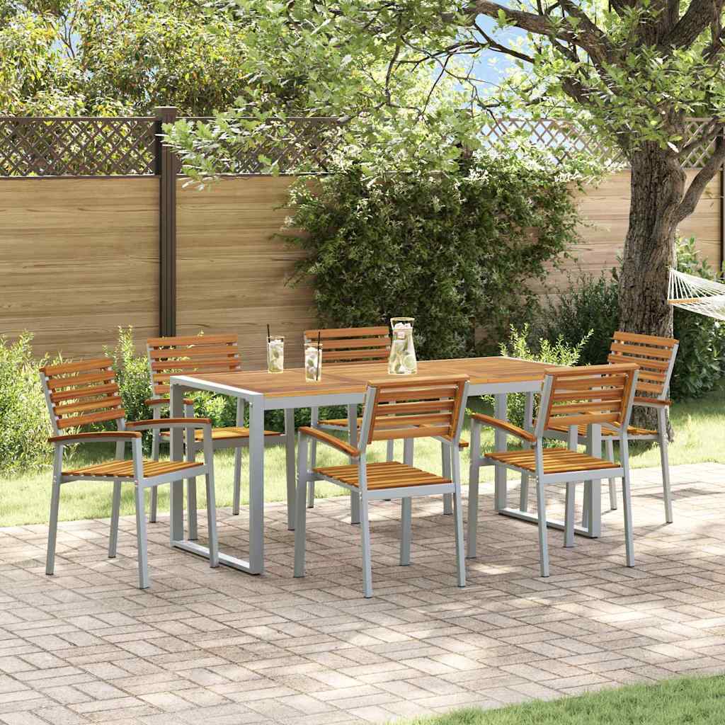 7-Delige Tuinset Massief Acaciahout En Metaal