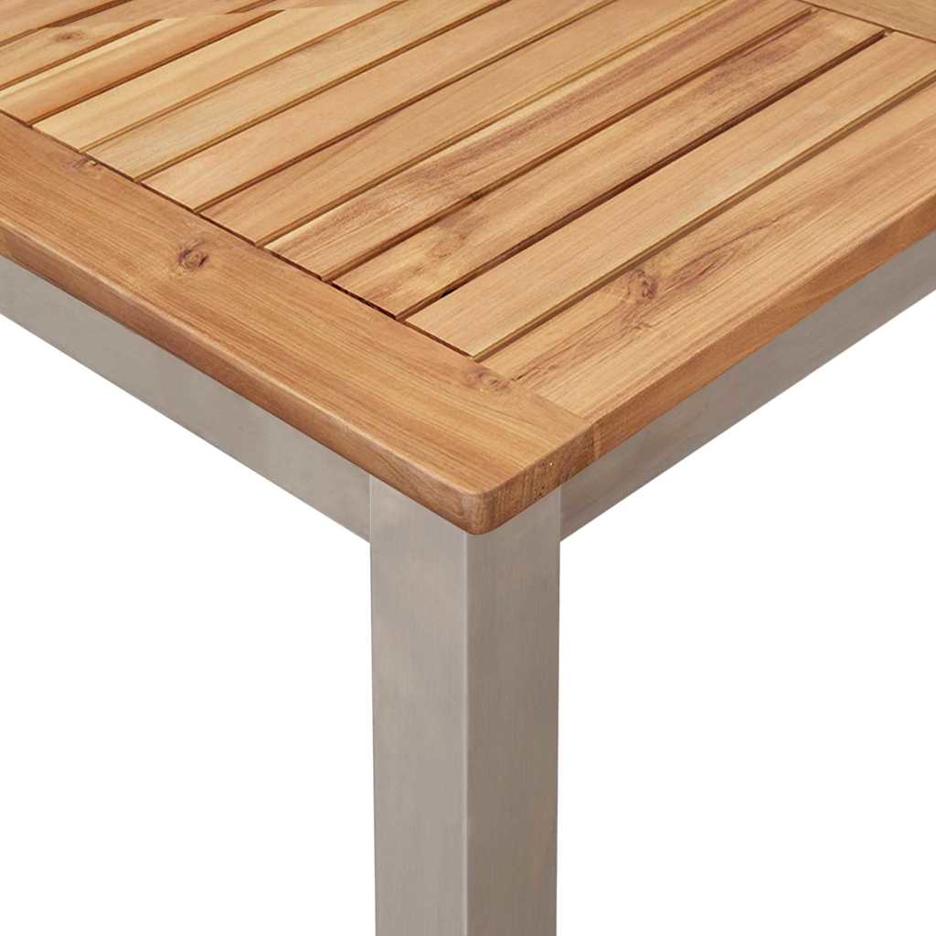 Eettafel 180X90X75 Cm Massief Acacia Hout En Roestvrijstaal