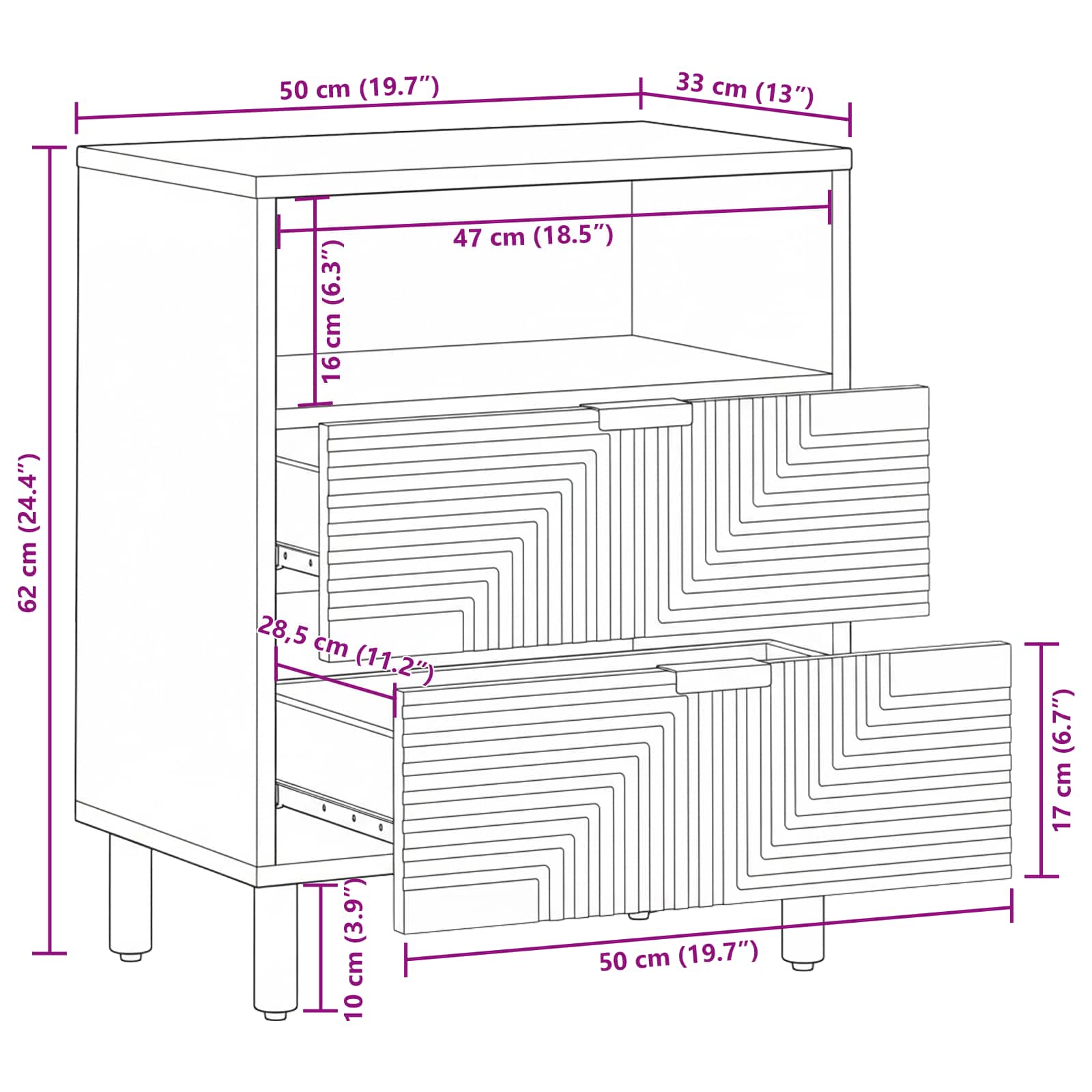 Bed Kast Bruin 50 X 33 X 62 Cm