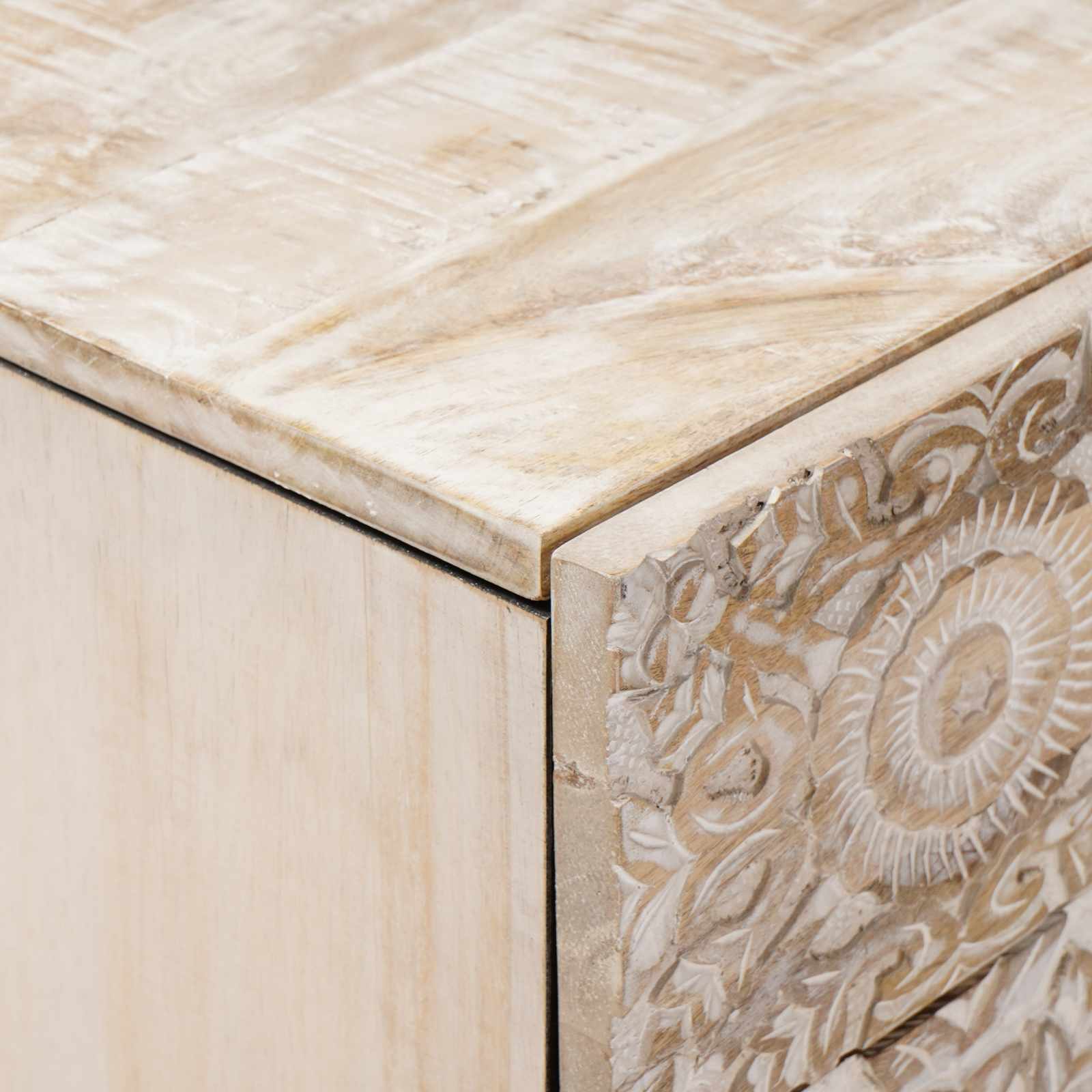 Bed Kast Met Lade 50 X 33 X 60 Cm Massief Mango Hout