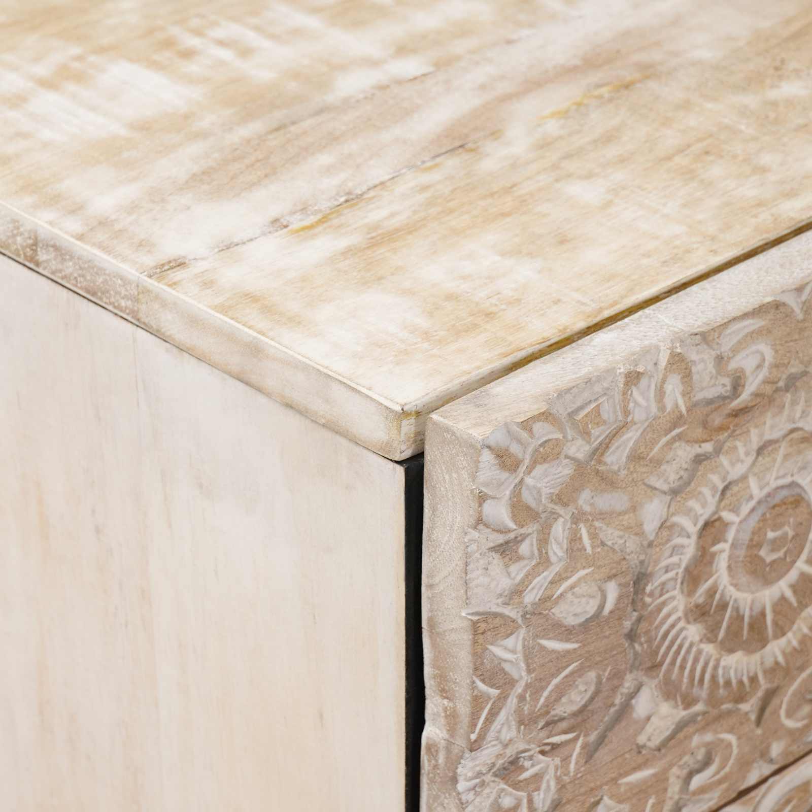 Bed Kast Met Lade 50 X 33 X 60 Cm Massief Mango Hout