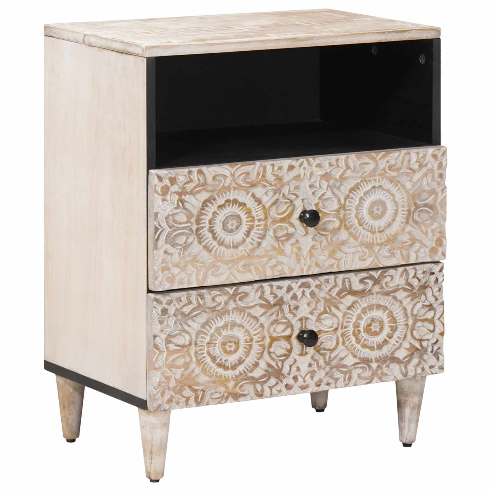 Bed Kast Met Lade 50 X 33 X 60 Cm Massief Mango Hout