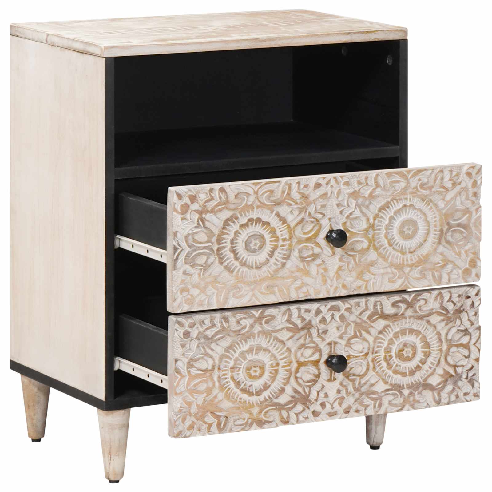 Bed Kast Met Lade 50 X 33 X 60 Cm Massief Mango Hout