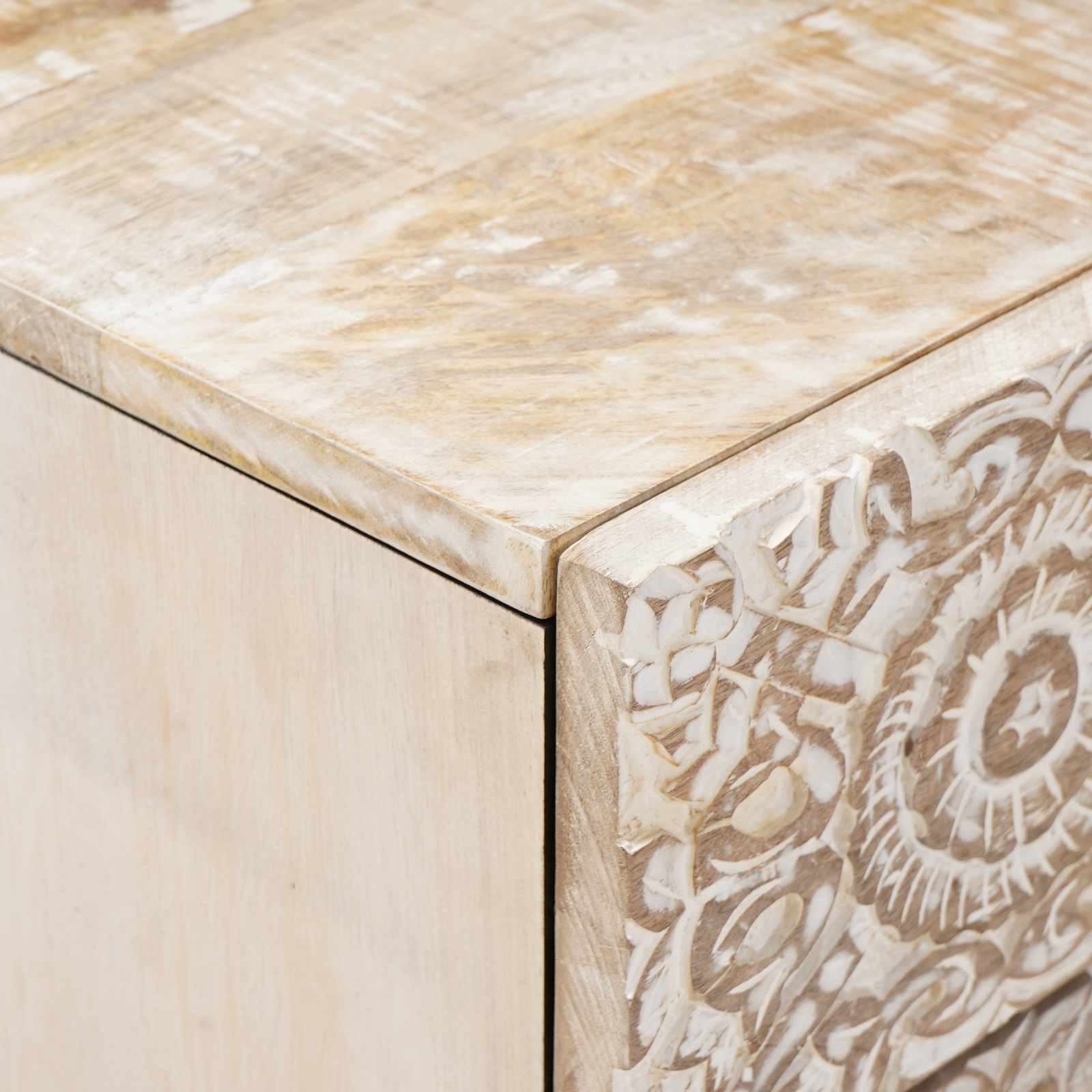 Bed Kast Met Lade 50 X 33 X 60 Cm Massief Mango Hout