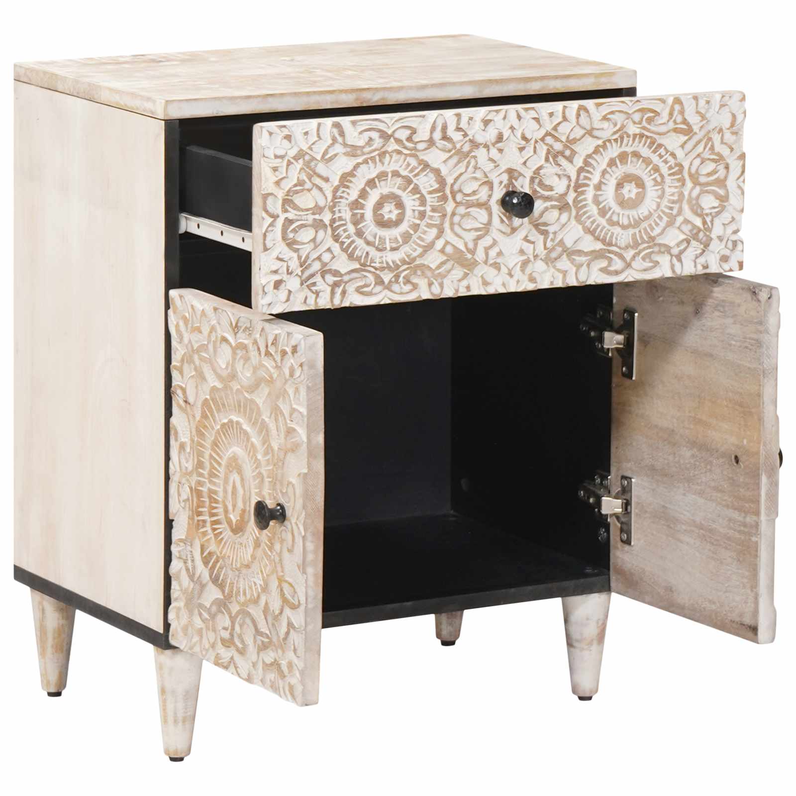 Bed Kast Met Lade 50 X 33 X 60 Cm Massief Mango Hout