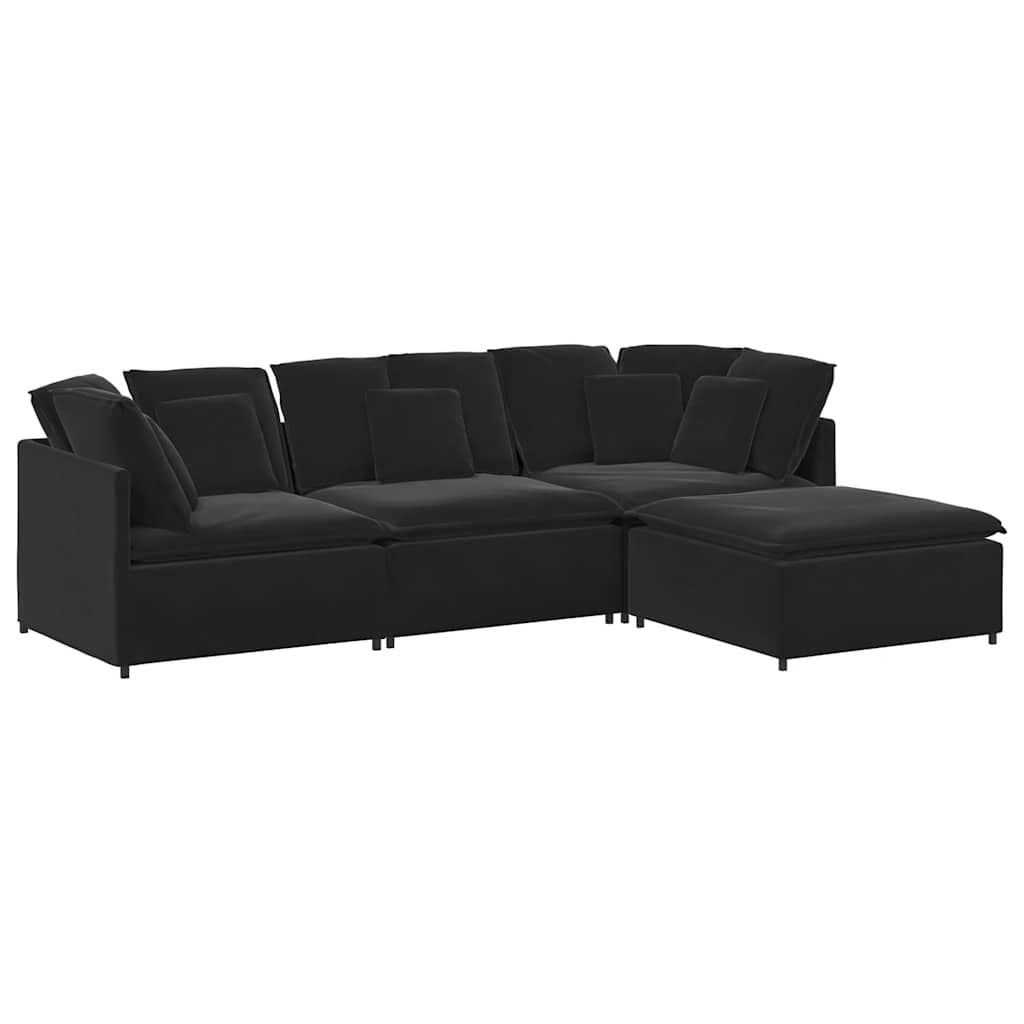 Modulaire Bank Met Voetenbank En Kussens Fluweel