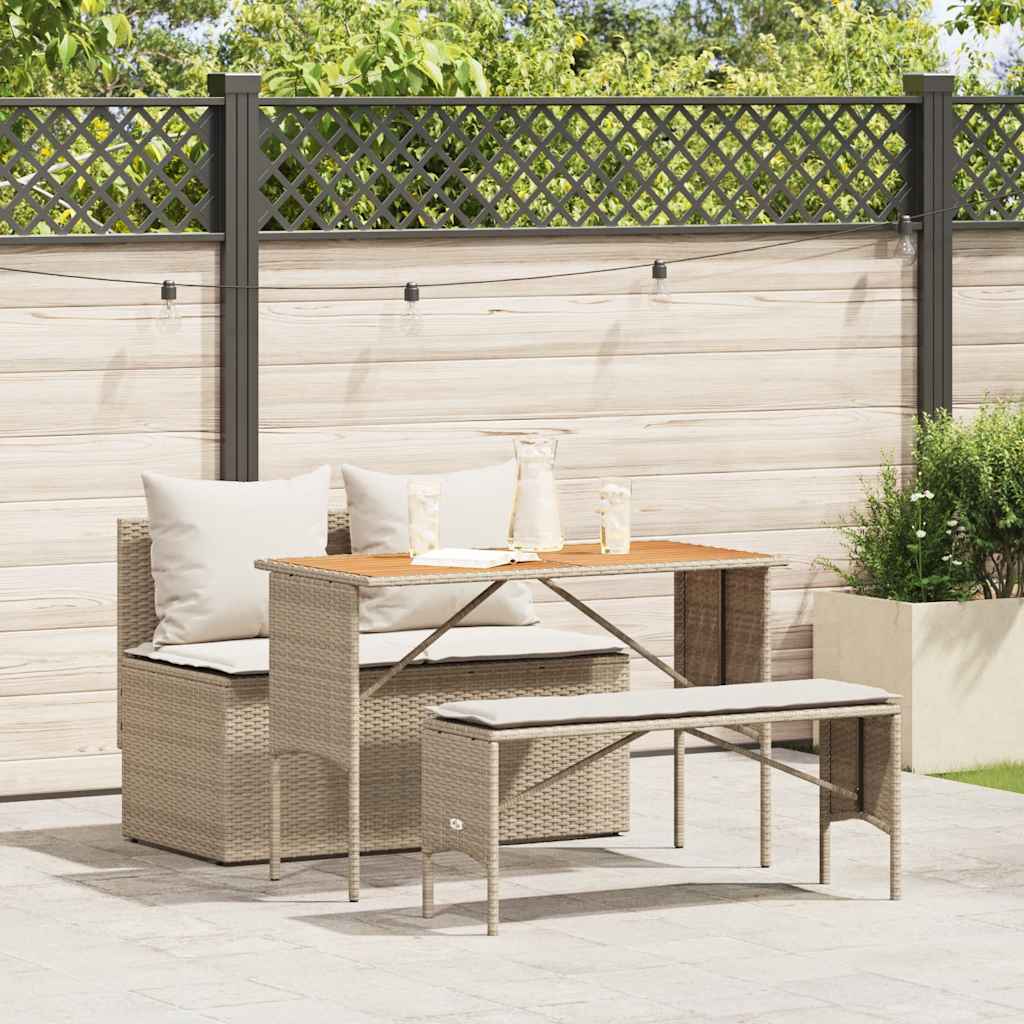 3-Delige Tuinset Met Kussens Poly Rattan