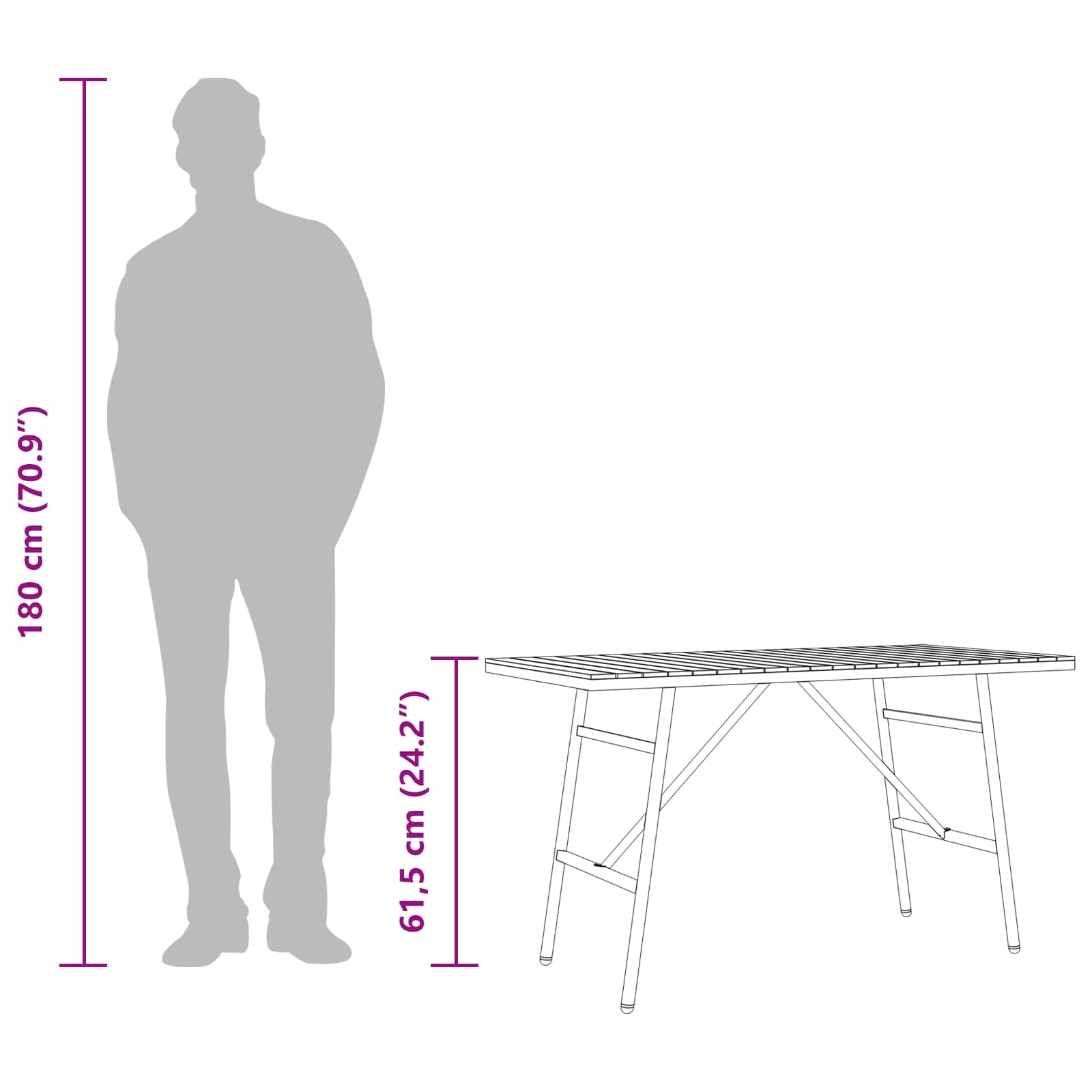 Eettafel Bruin 110 X 55 X 61,5 Cm Massief Acaciahout