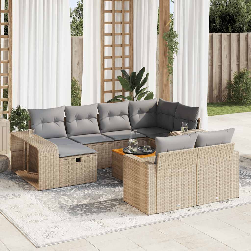 1 Tuinset Met Kussens Poly Rattan