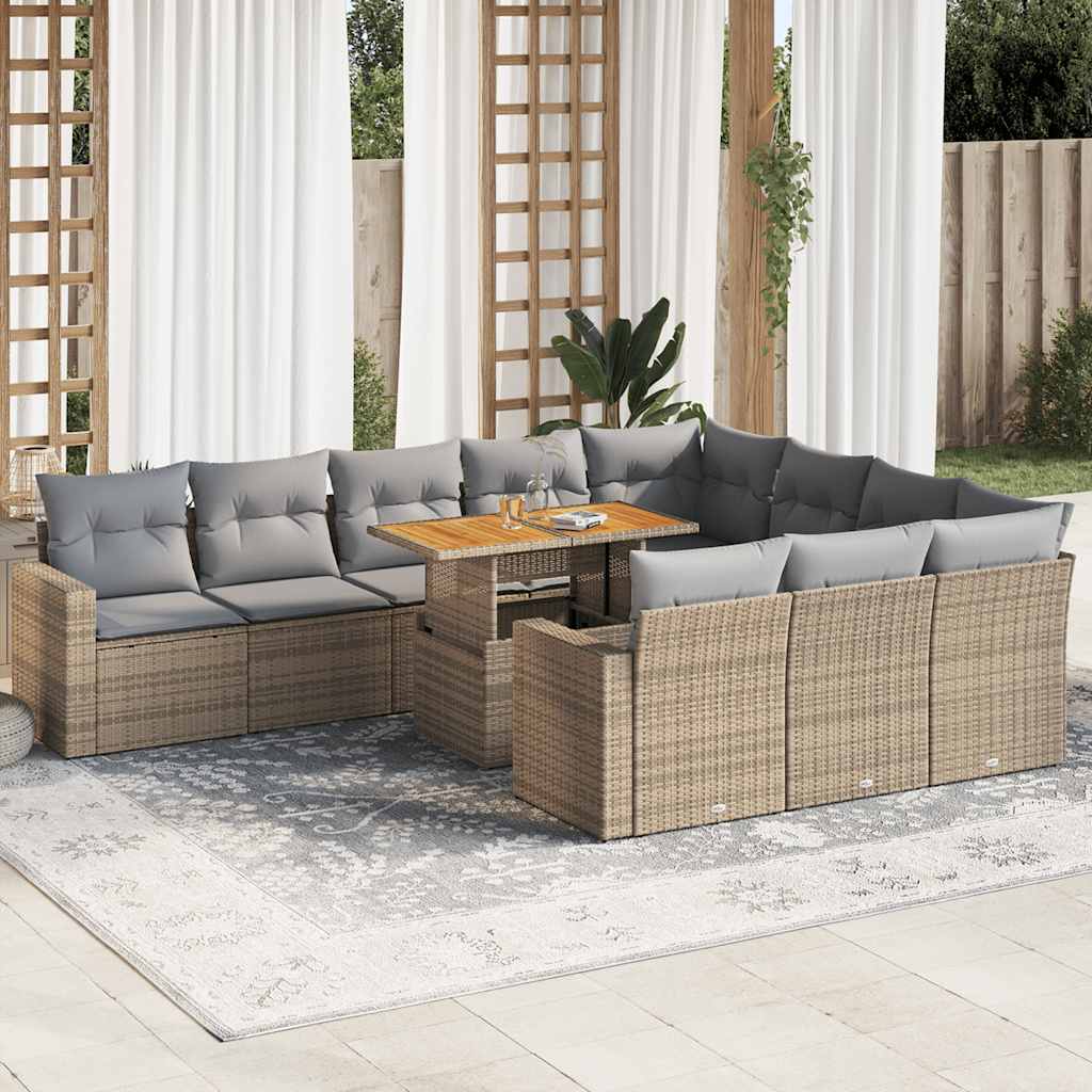 1 Tuinset Met Kussens Poly Rattan