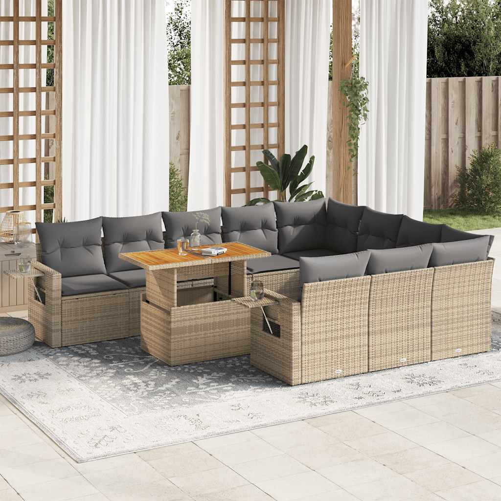 1 Tuinset Met Kussens Poly Rattan