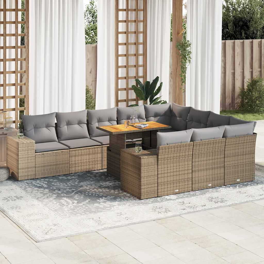 1 Tuinset Met Kussens Poly Rattan