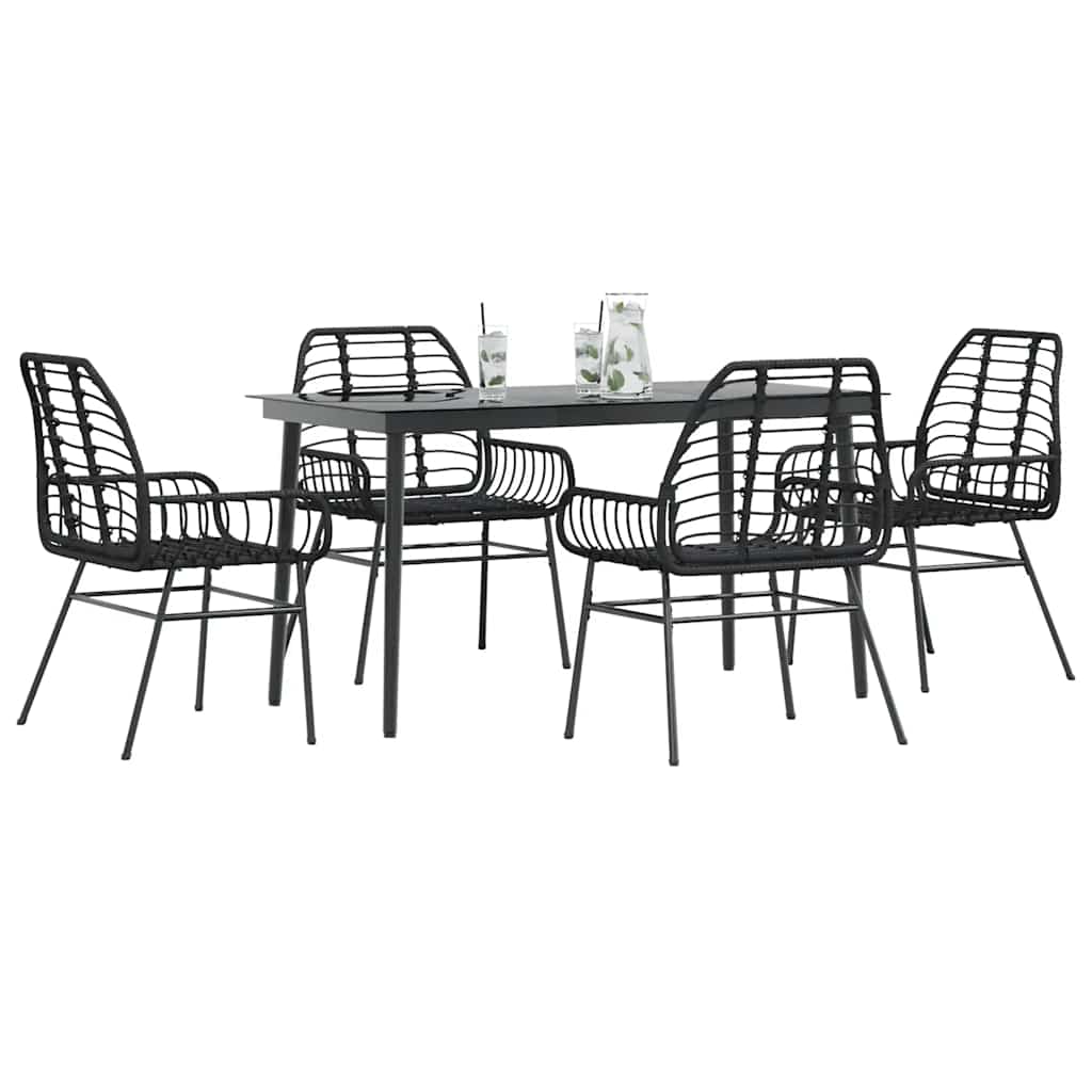 5-Delige Tuinset Met Kussens Poly Rattan Glas
