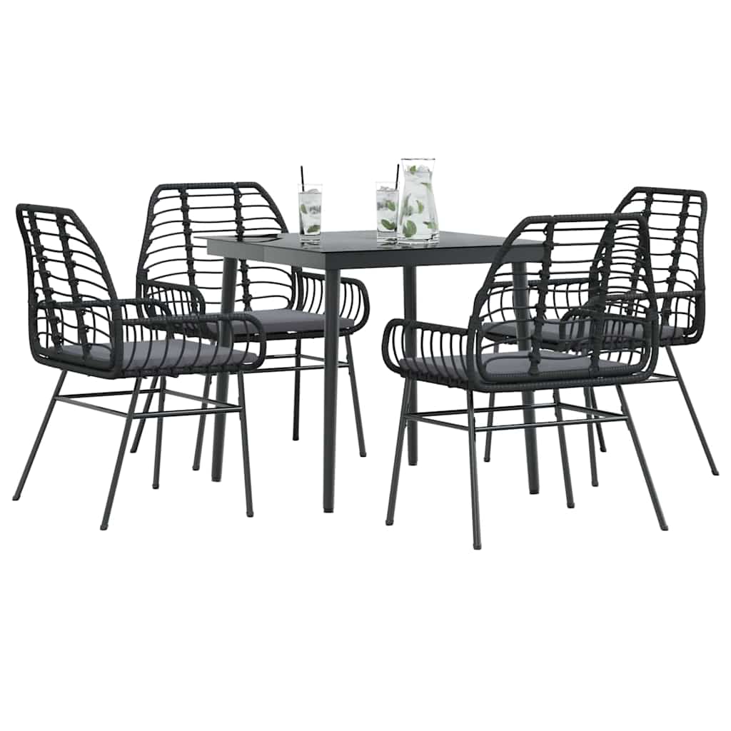 5-Delige Tuinset Met Kussens Poly Rattan Glas
