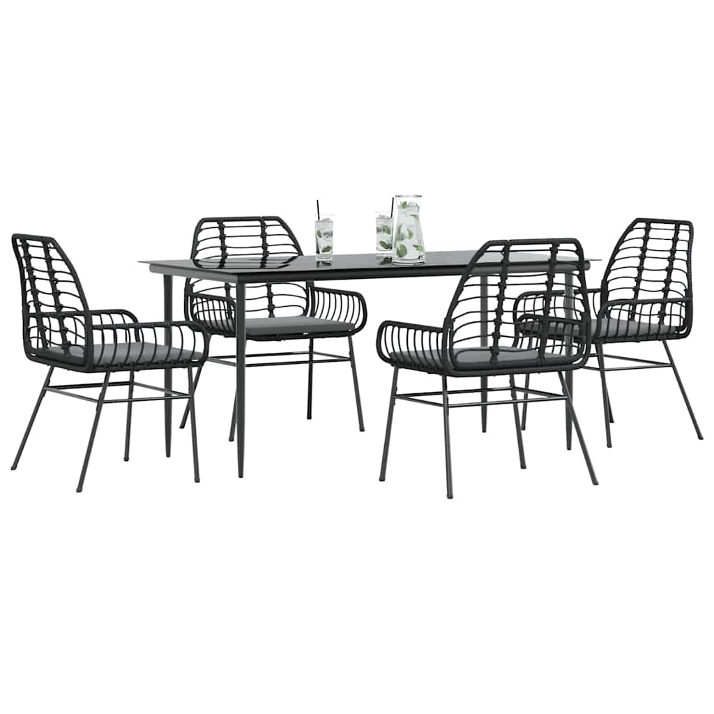 5-Delige Tuinset Met Kussens Poly Rattan Glas