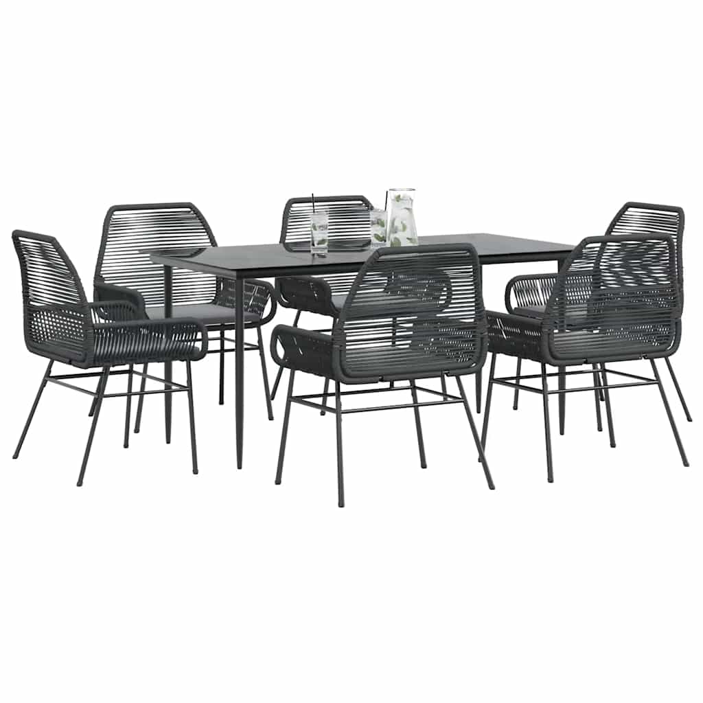 7-Delige Tuinset Met Kussens Poly Rattan Glas