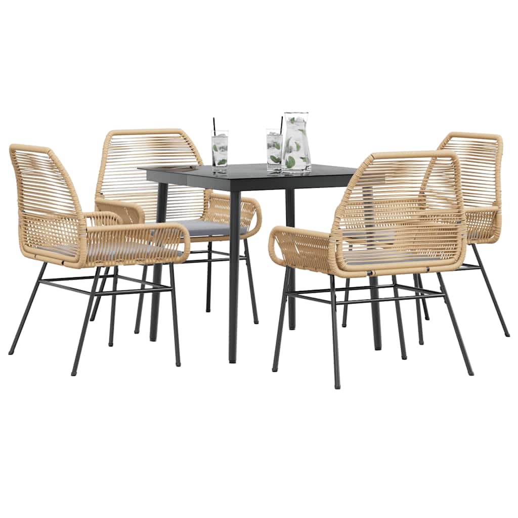 7-Delige Tuinset Met Kussens Poly Rattan Glas