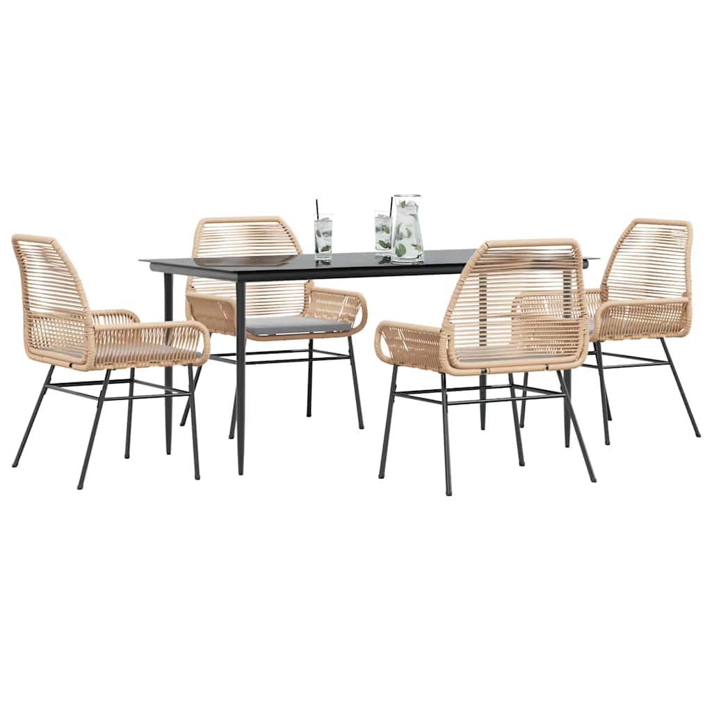 7-Delige Tuinset Met Kussens Poly Rattan Glas