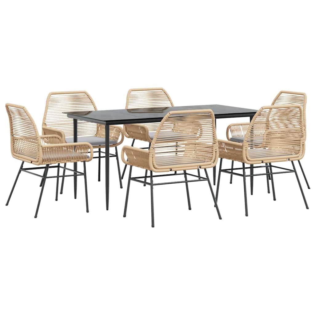 7-Delige Tuinset Met Kussens Poly Rattan Glas