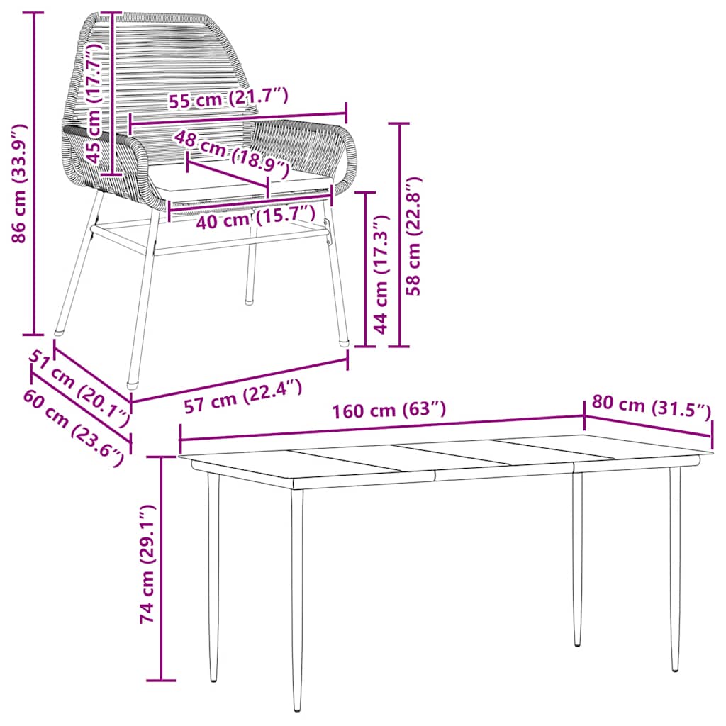 7-Delige Tuinset Met Kussens Poly Rattan Glas