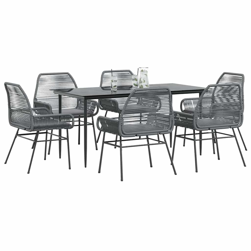 7-Delige Tuinset Met Kussens Poly Rattan Glas