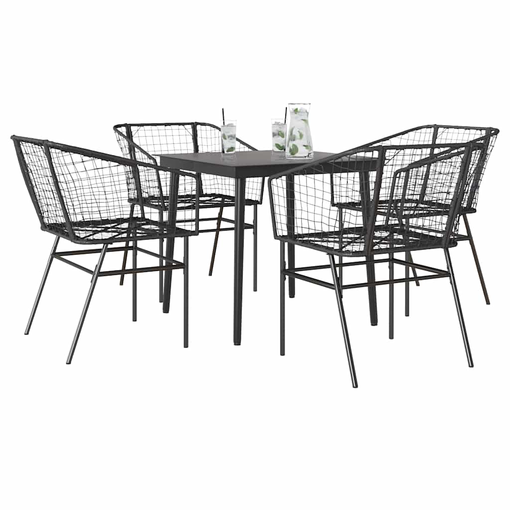 5-Delige Tuinset Met Kussens Poly Rattan Glas