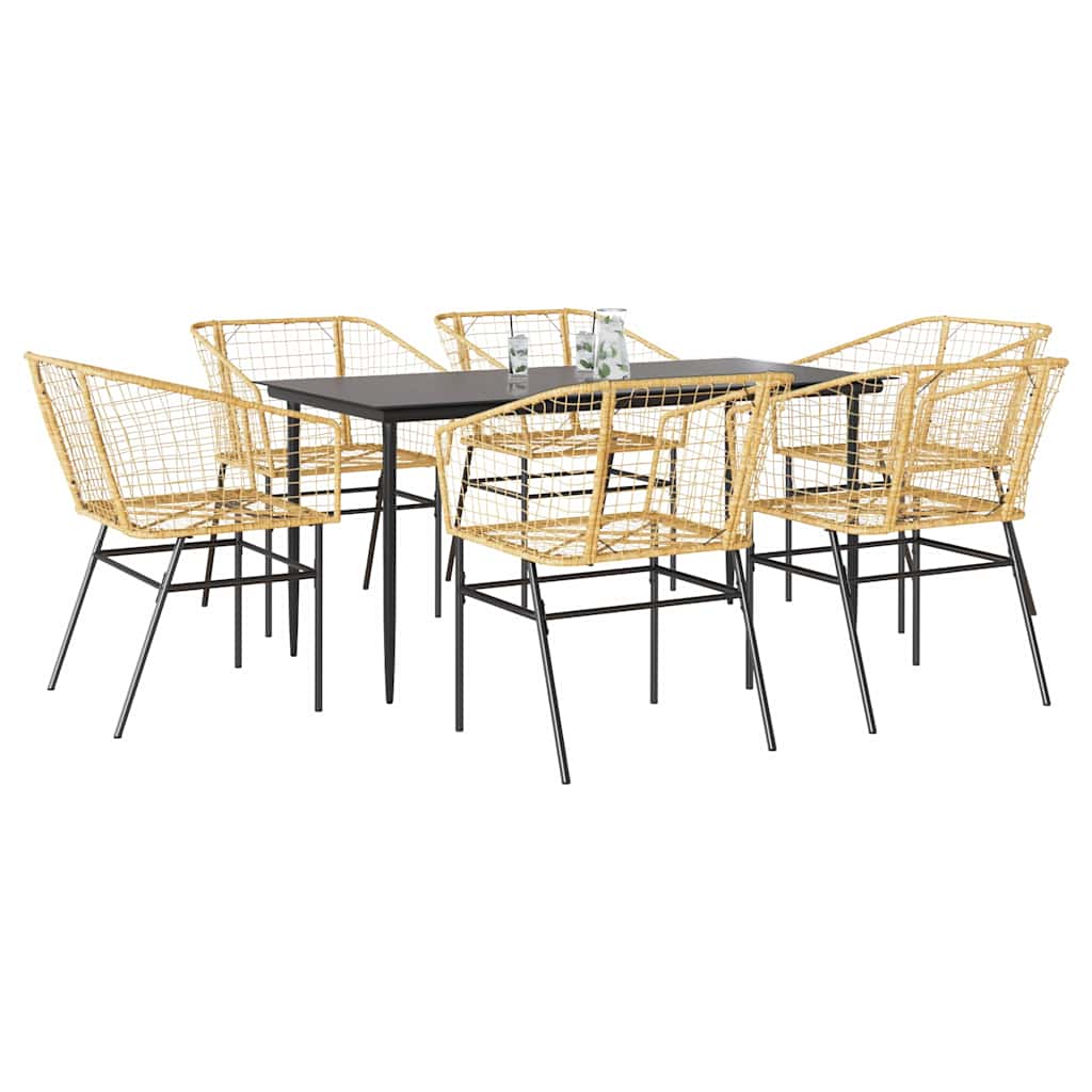 5-Delige Tuinset Met Kussens Poly Rattan Glas