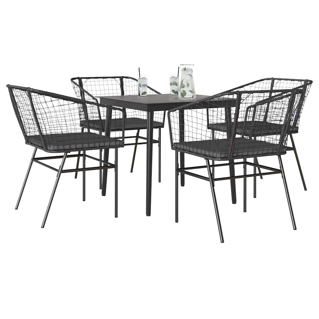 5-Delige Tuinset Met Kussens Poly Rattan Glas