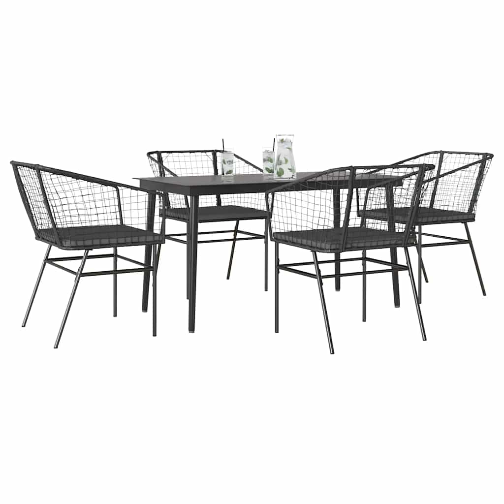 5-Delige Tuinset Met Kussens Poly Rattan Glas