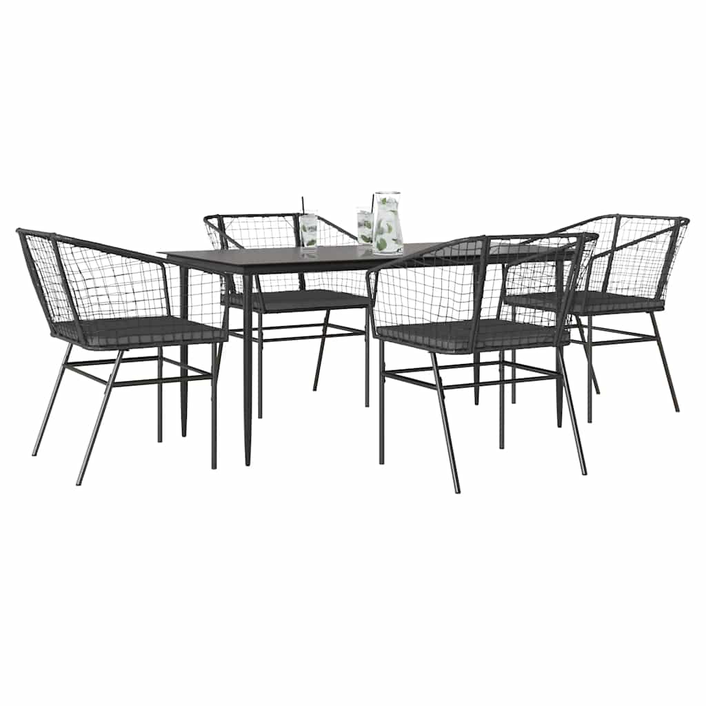 5-Delige Tuinset Met Kussens Poly Rattan Glas