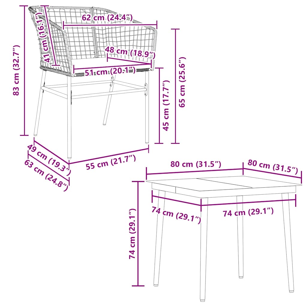 5-Delige Tuinset Met Kussens Poly Rattan Glas