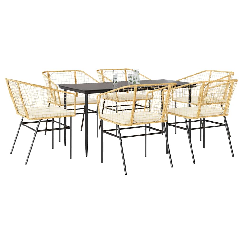 5-Delige Tuinset Met Kussens Poly Rattan Glas