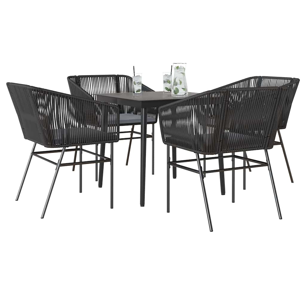 5-Delige Tuinset Met Kussens Poly Rattan Glas