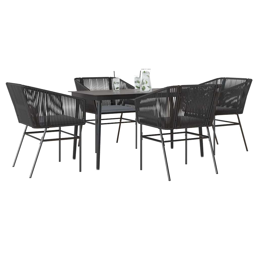 5-Delige Tuinset Met Kussens Poly Rattan Glas
