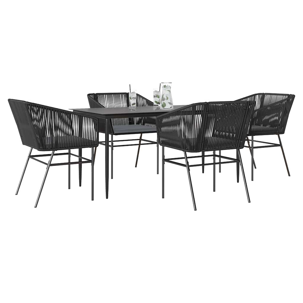 5-Delige Tuinset Met Kussens Poly Rattan Glas