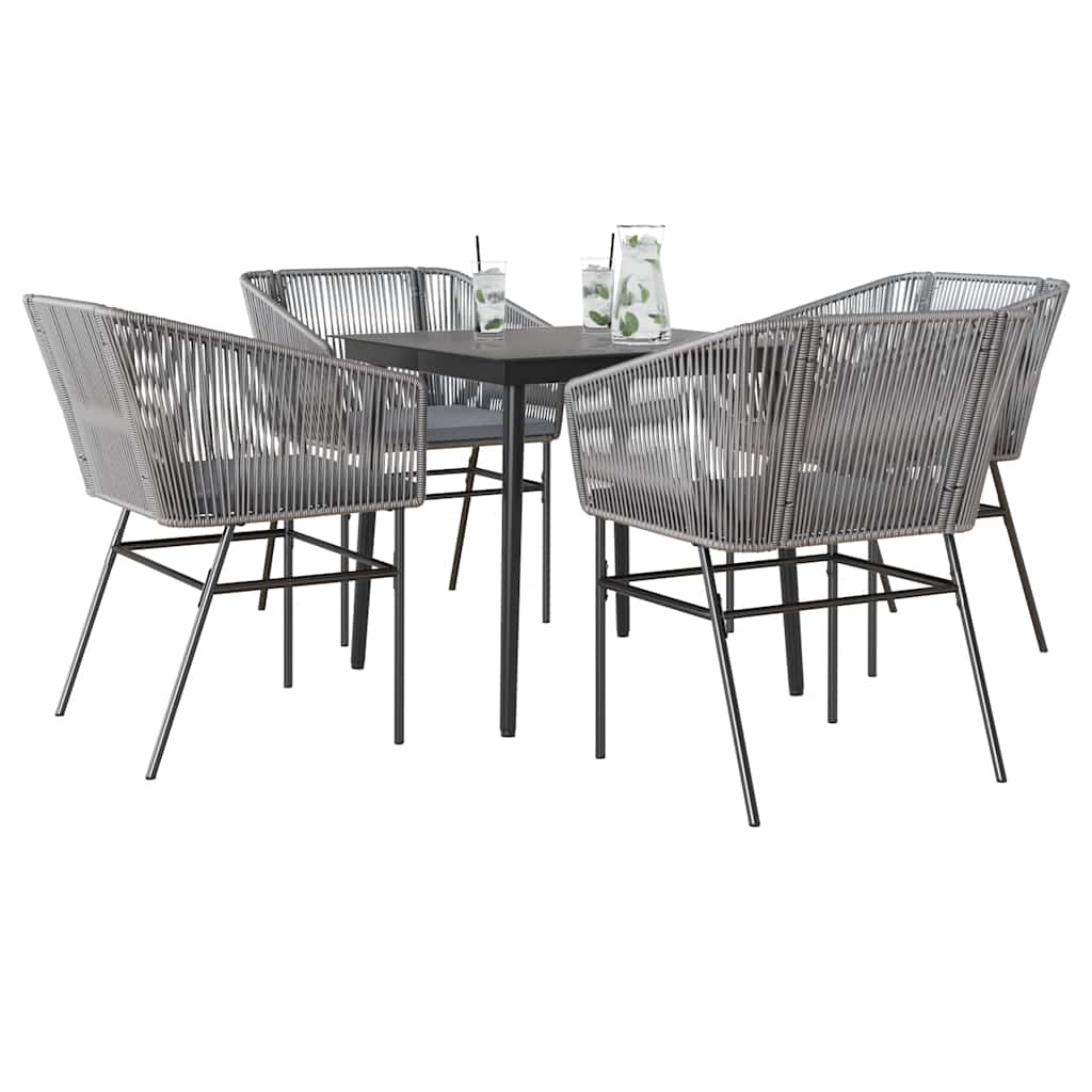 5-Delige Tuinset Met Kussens Poly Rattan Glas